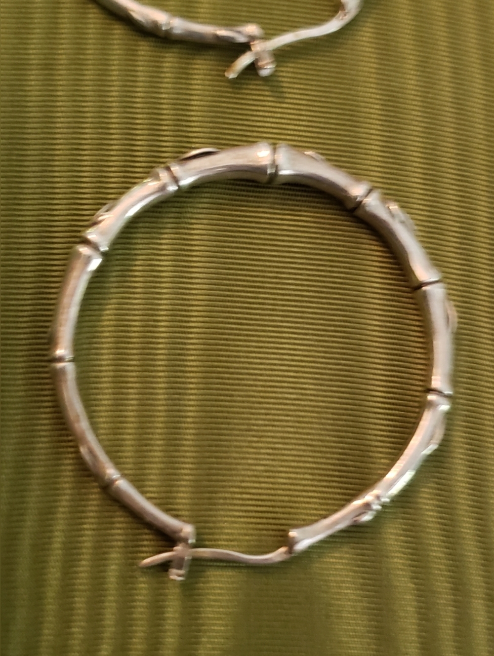JAI Sterling Silver Hoop Earrings, Bamboo Design, Not Used - Picture 5 of 6